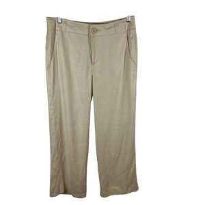 Cabi 813R Beige Linen Blend Wide Leg Trousers Pants Womens Size 4 Sand Lined